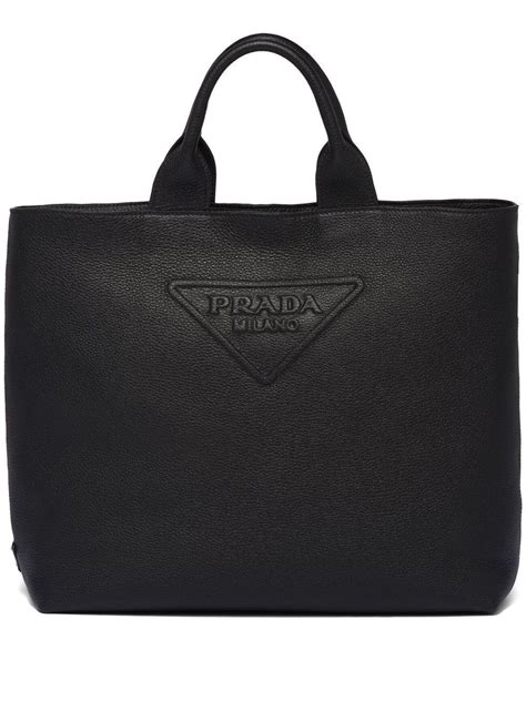 prada embossed logo handbag|prada logo plaque tote.